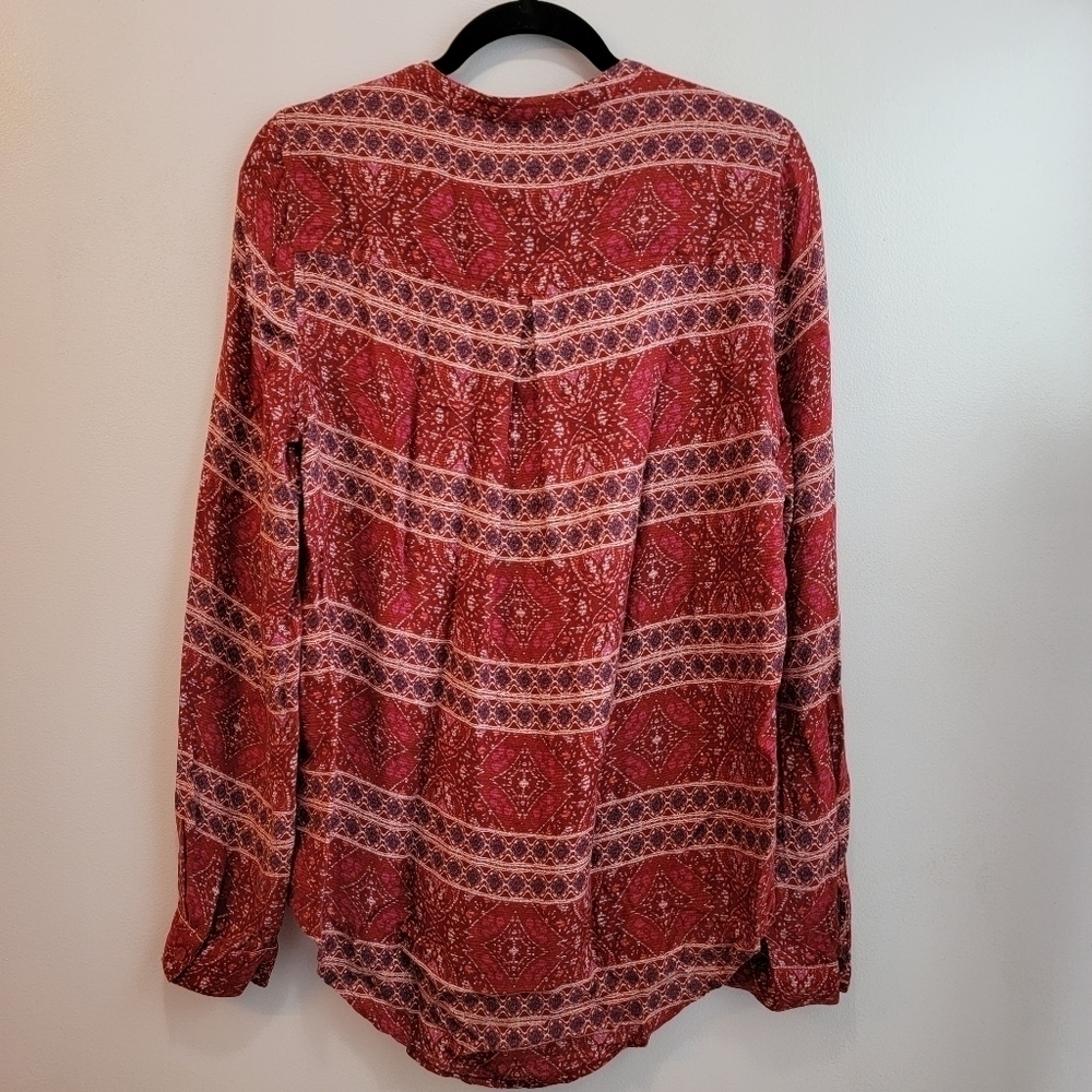 Lucky Brand Red Boho Button Shirt Size S - Picture 2 of 3